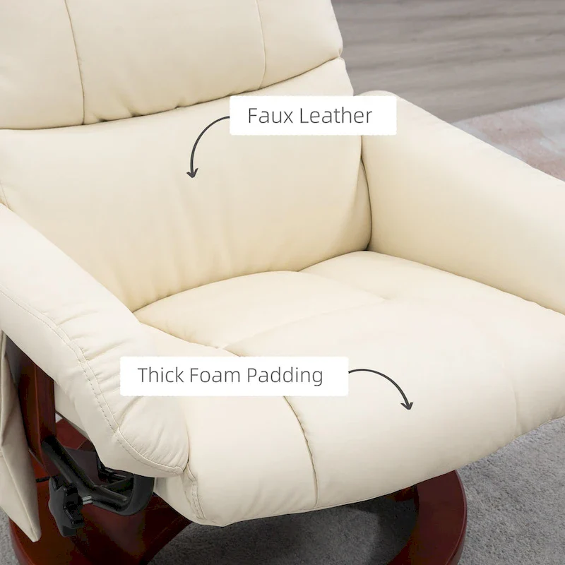 HOMCOM Recliner Chair with Ottoman, Electric Faux Leather Recliner