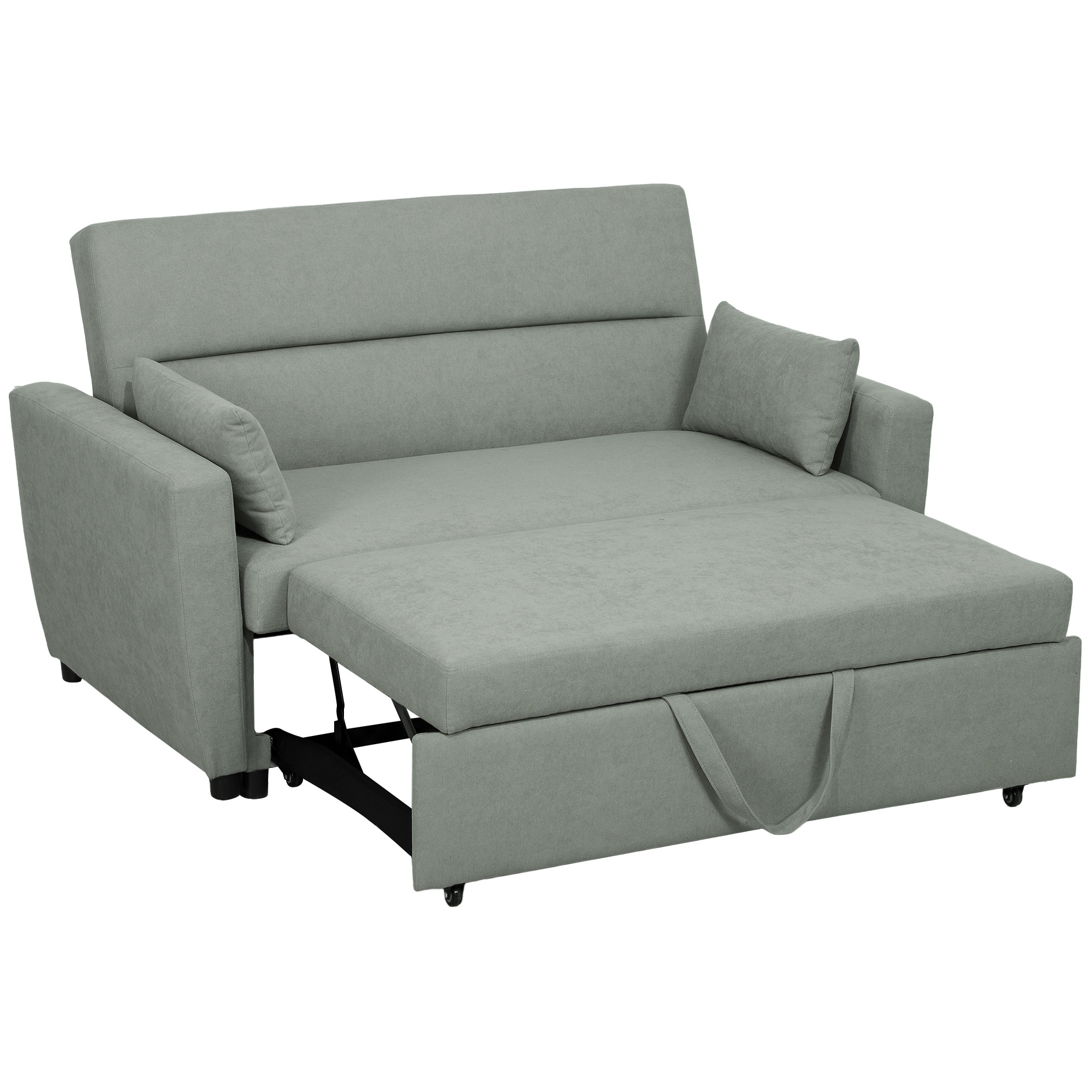 HOMCOM 2-zitsbank met bedfunctie, verstelbare rugleuning, gestoffeerde bank, fluwelen look, voor woonkamer, slaapkamer, lichtgrijs