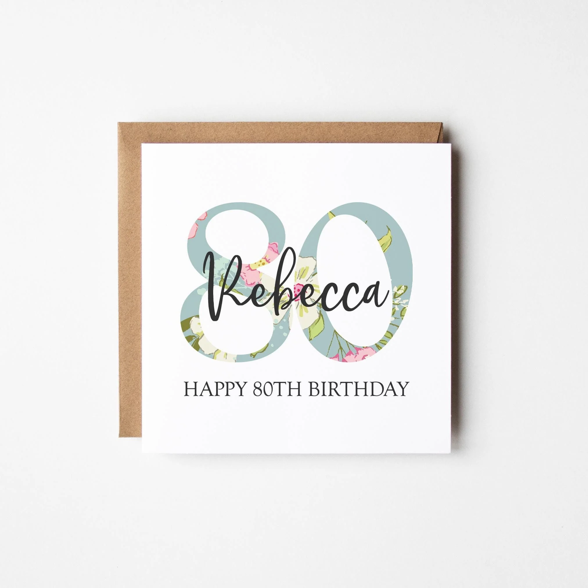 80th Birthday Card a?�� Personalised 80th Birthday Card for Her a?�� Daughter a?�� Friend a?�� Auntie a?�� Cousin a?�� Sister a?�� Floral 80th Card