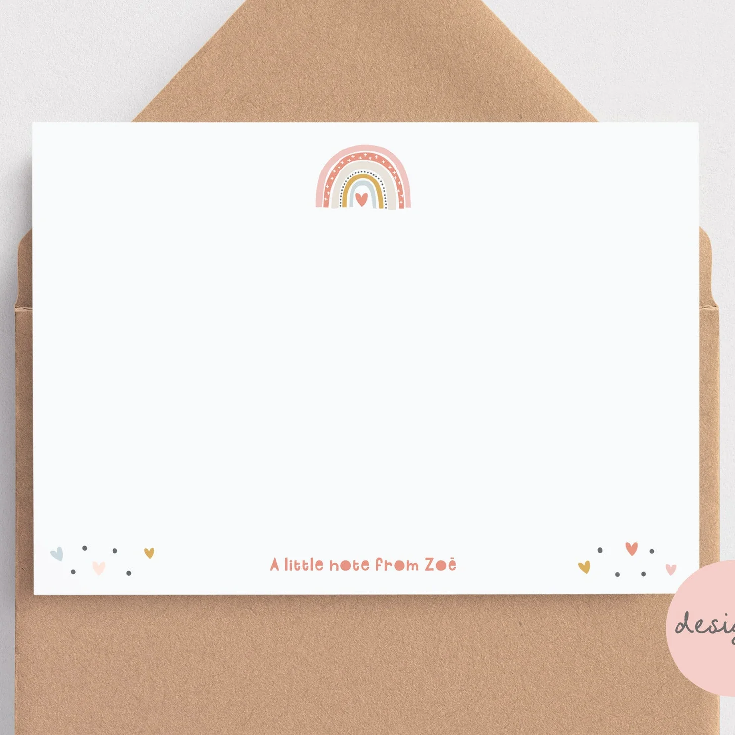 Pastel Rainbow Note Cards for Children