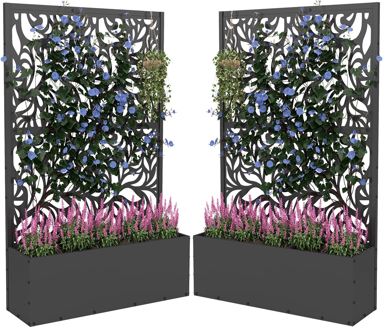 2PCS Metal Planter Box with Trellis 70.9