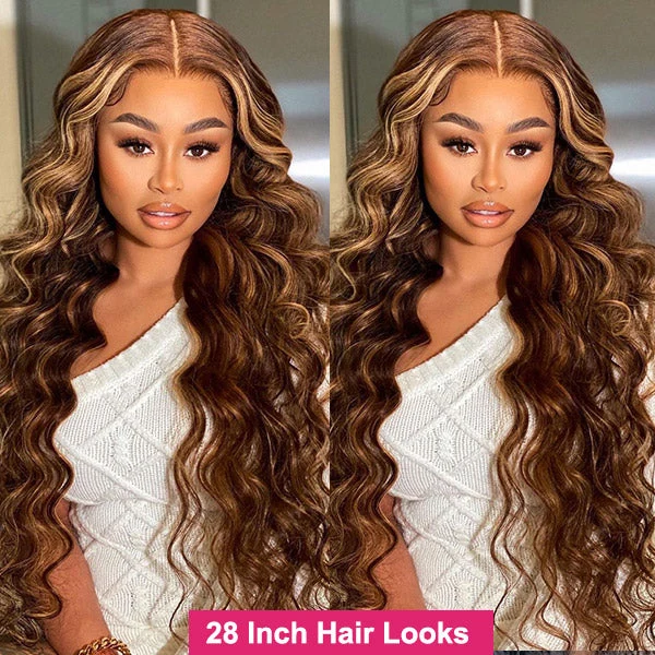 Highlight Body Wave Hair 3 Bundles with 5X5 Lace Closure Virgin Human Indian Hair