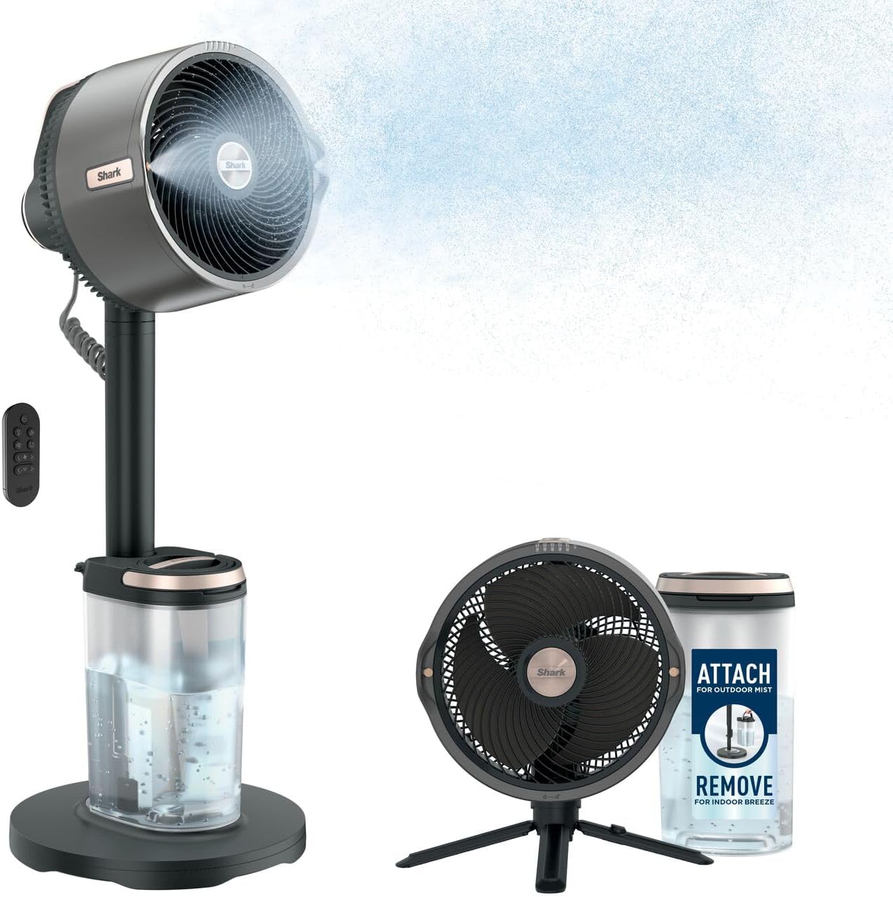 Shark FlexBreeze Ventilator Leise, Hybrid Ventilator Kabelgebunden & Kabellos, Tragbar, für Innen- und Außenbereich, UV- & Wasserbeständig, Ultraleistungsstark, Ultraleise, Weiß FA220EU