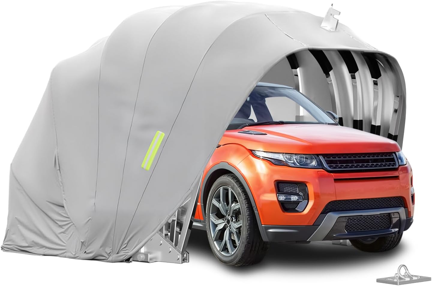 Carport in Acciaio Inox, Posto Auto Coperto Esterno, Garage Retrattile con Serratura, Box Auto da Esterno, Riparo Portatile per Auto, Resistente a Pioggia e Neve, 5.5/5.9x2.5x2.3