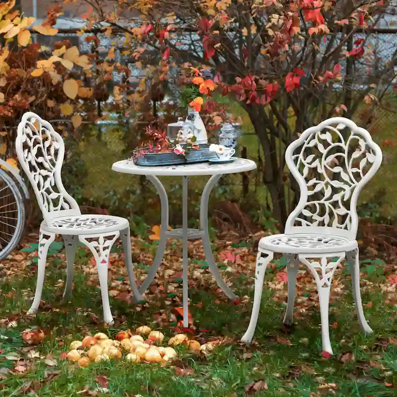 Yaheetech 3-Piece Aluminum Patio Bistro Table Set Antique Chair Sets