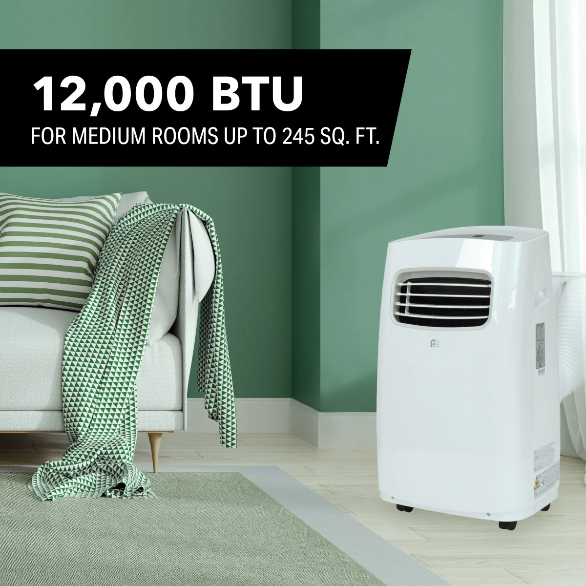 Draagbare airconditioner met 12.000 BTU/6.500 SACC en volledig functionele afstandsbediening