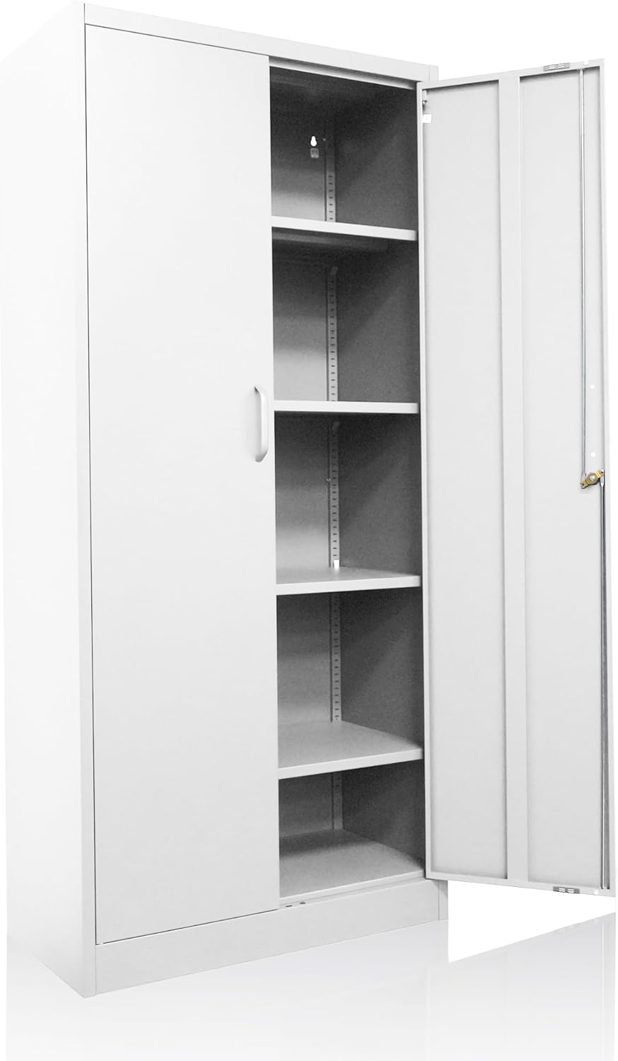Ondis24 Aktenschrank, Mehrzweckschrank, Schloss, verstellbare Ablagen, Stabil, belastbar, Doppeltüren mit Türmagnet, Griffen Robust und sicher, werkzeugschrank, Büro, Werkstatt, Garage (Weiß 170)