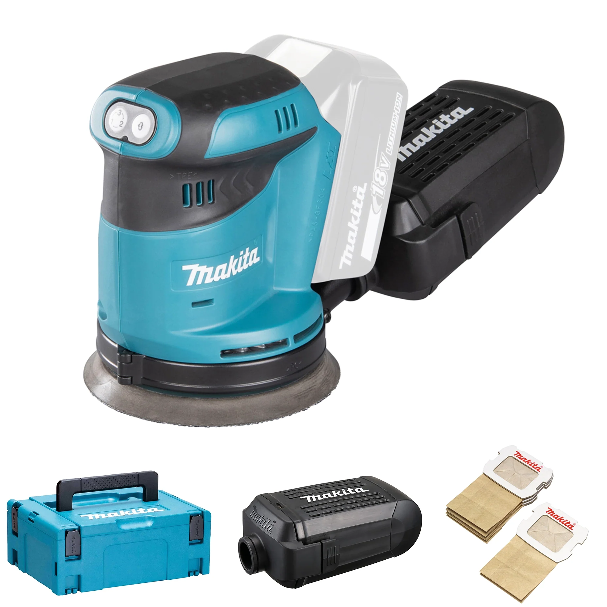 Levigatrice Orbitale a Batteria Makita DBO180ZJ 18V – Leggera e Maneggevole per Finiture Perfette
