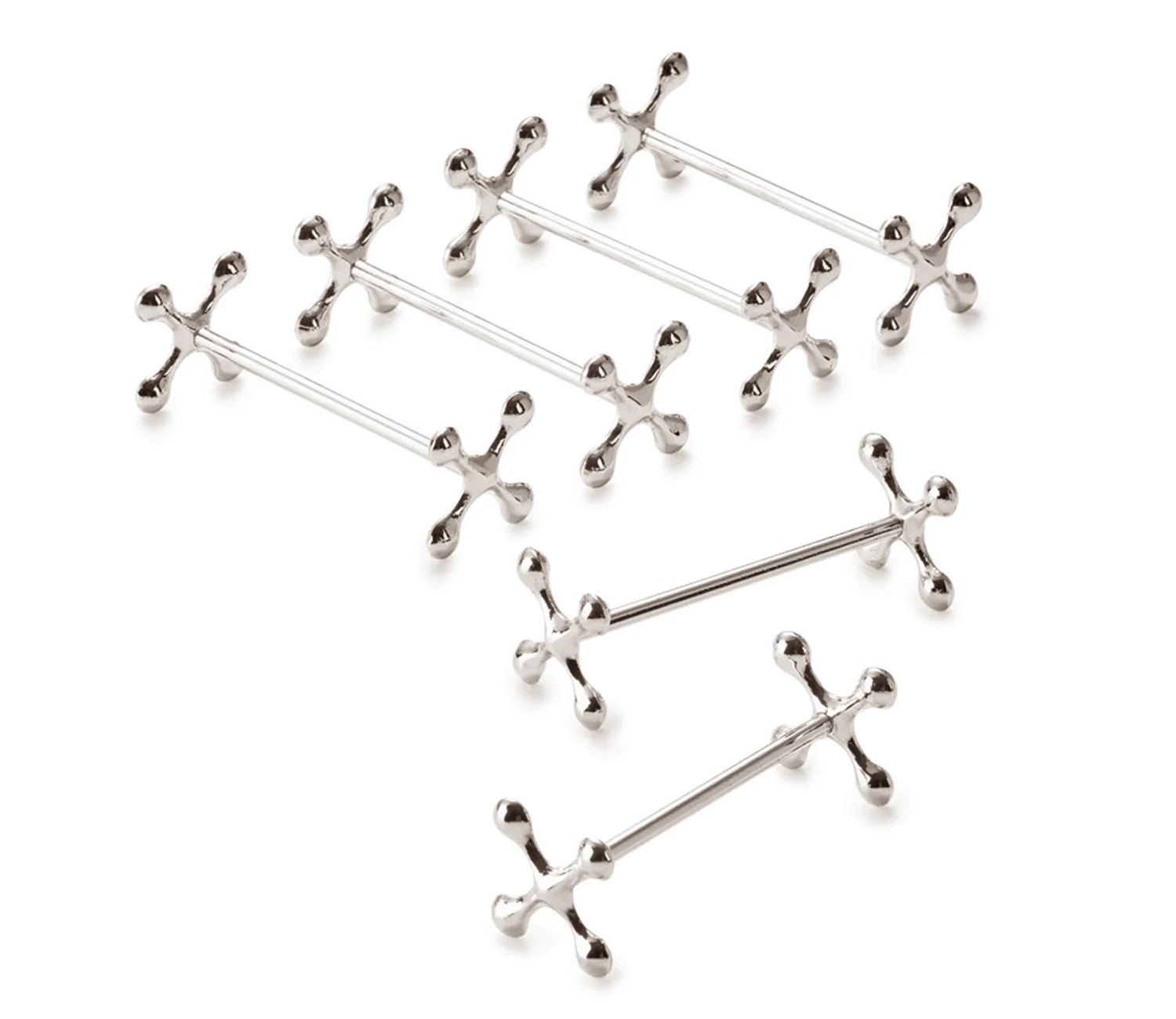 Benches Cross Knife Rest, Set of 6, Silver-Plated