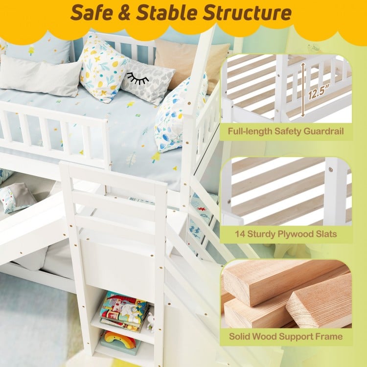 Twin Over Twin Bunk Bed with Slide and Staircase