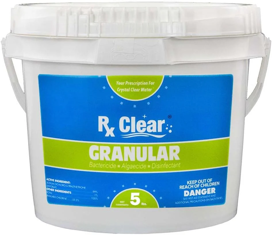 Clear Stabilized Granular Chlorine | One 50-Pound Bucket | Use As Bactericide, Algaecide, and Disinfectant in Swimming Pools and Spas | Fast Dissolving and UV Protected