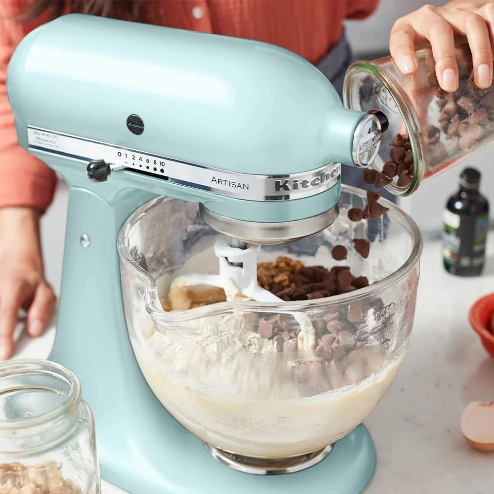KitchenAid Küchenmaschine I Artisan I Kippbarem Food Processor I Teigknetmaschine mit 5 Zubehör | 2 Schüsseln aus Edelstahl | 4.8 L | Pistaccio