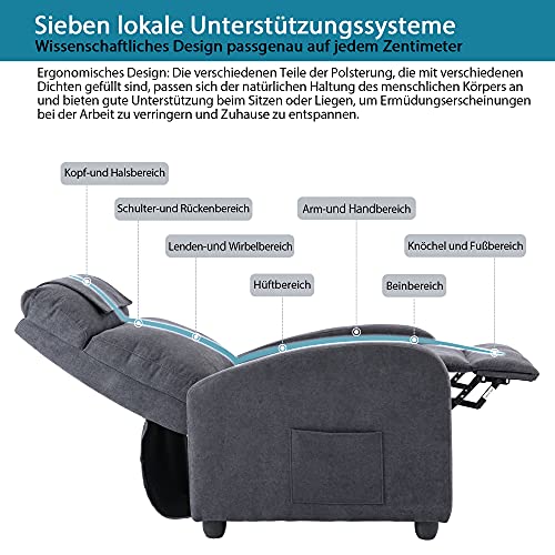 HOMOPIV Poltrona Massaggiante Riscaldante Reclinabile, Poltrona relax reclinabile, Poltrona reclinabile con 8 Punti di Massaggio e Telecomando, Poltrona relax manuale, Tessuto, Grigio : Amazon.it: Casa e cucina