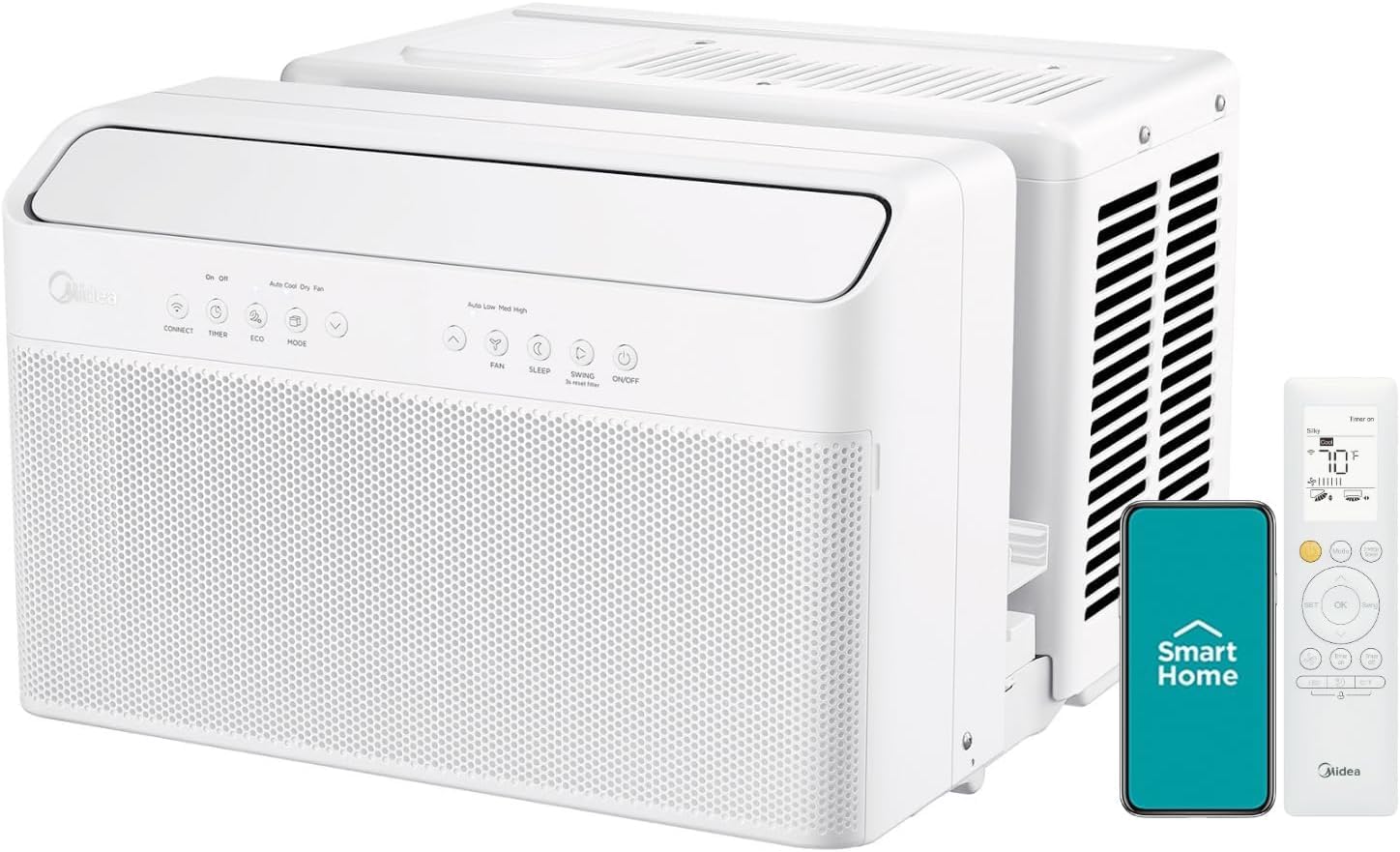 Midea 12,000 BTU U-Shaped Smart Inverter Window Air Conditioner–Cools up to 550 Sq. Ft.