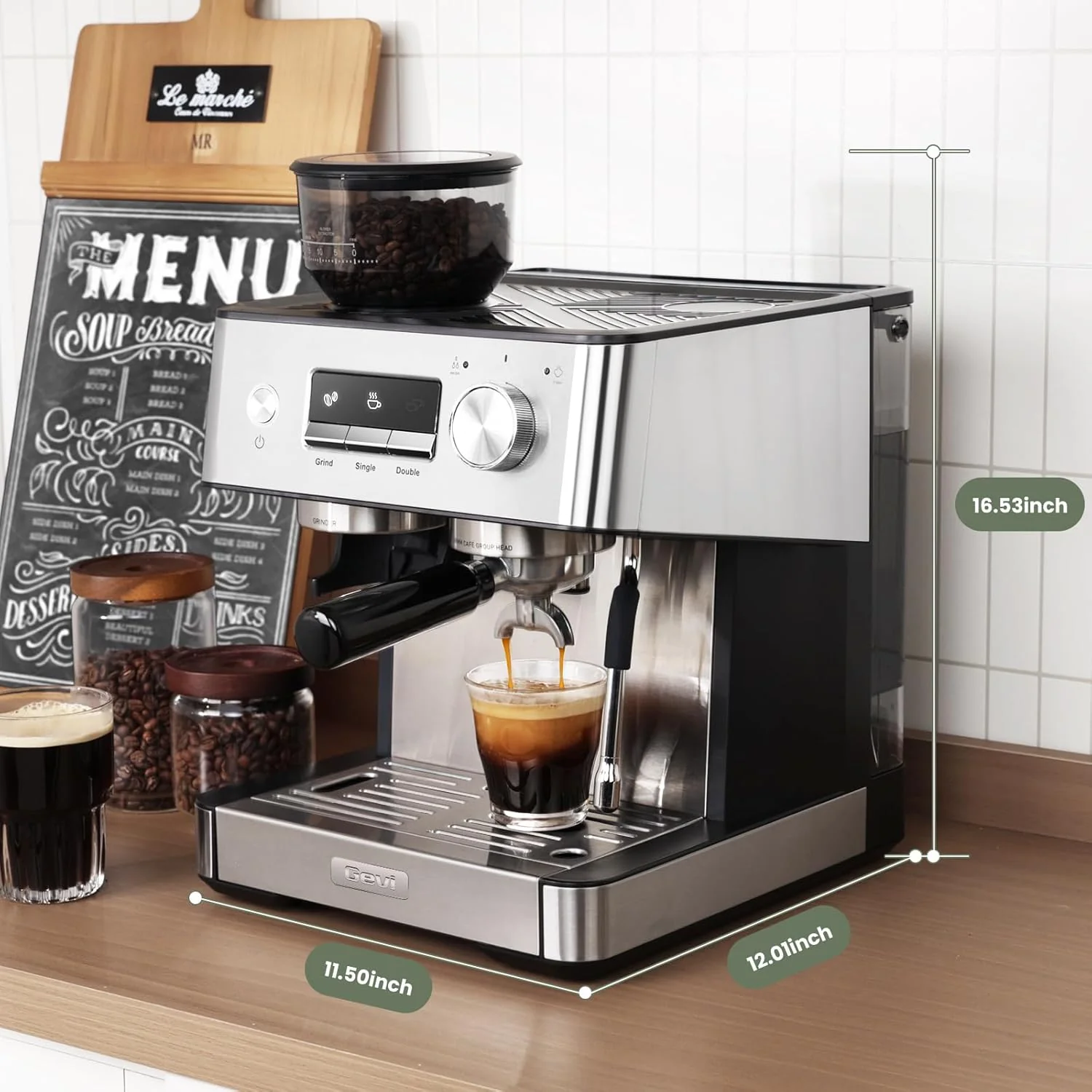 Gevi 20 Bar Espresso Machine with Grinder & Milk Frother