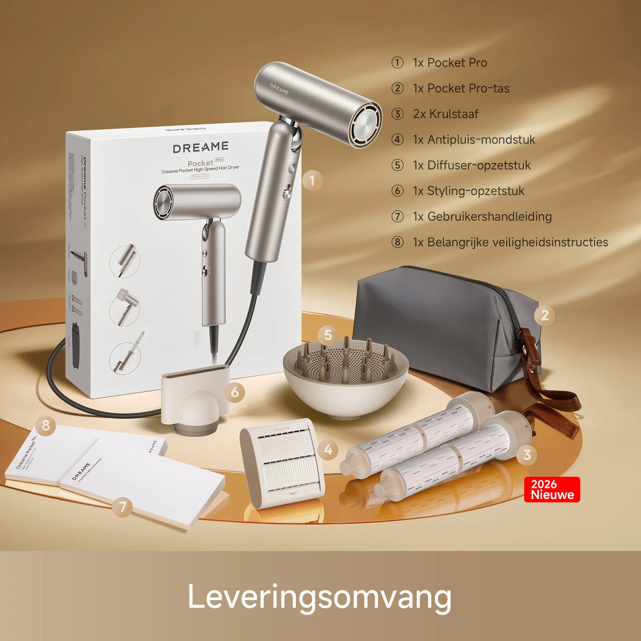 Dreame Haardroger Pocket Pro Gold