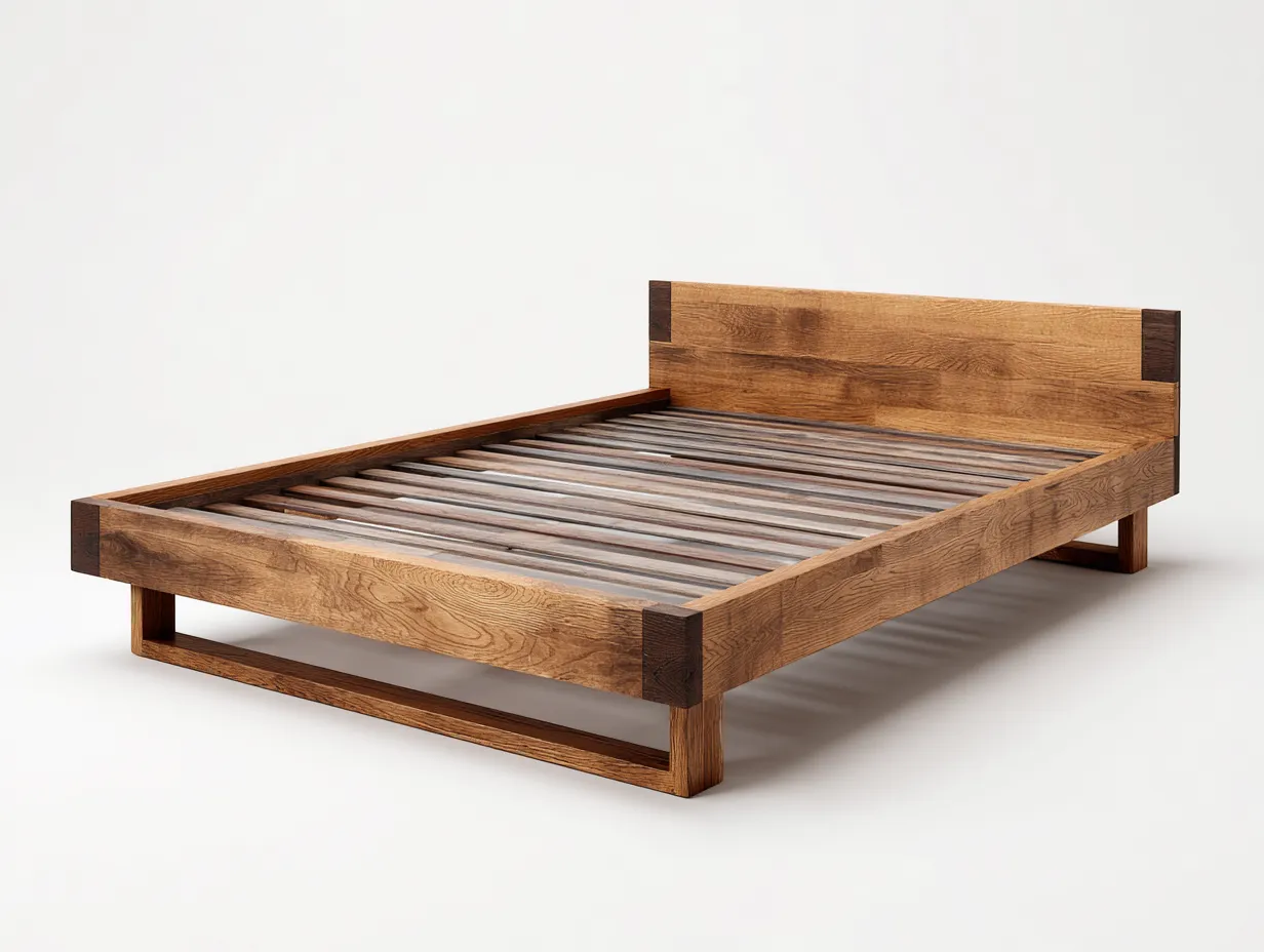 Letto matrimoniale - legno massello - 210x170x88 cm - marrone naturale - stile contemporaneo