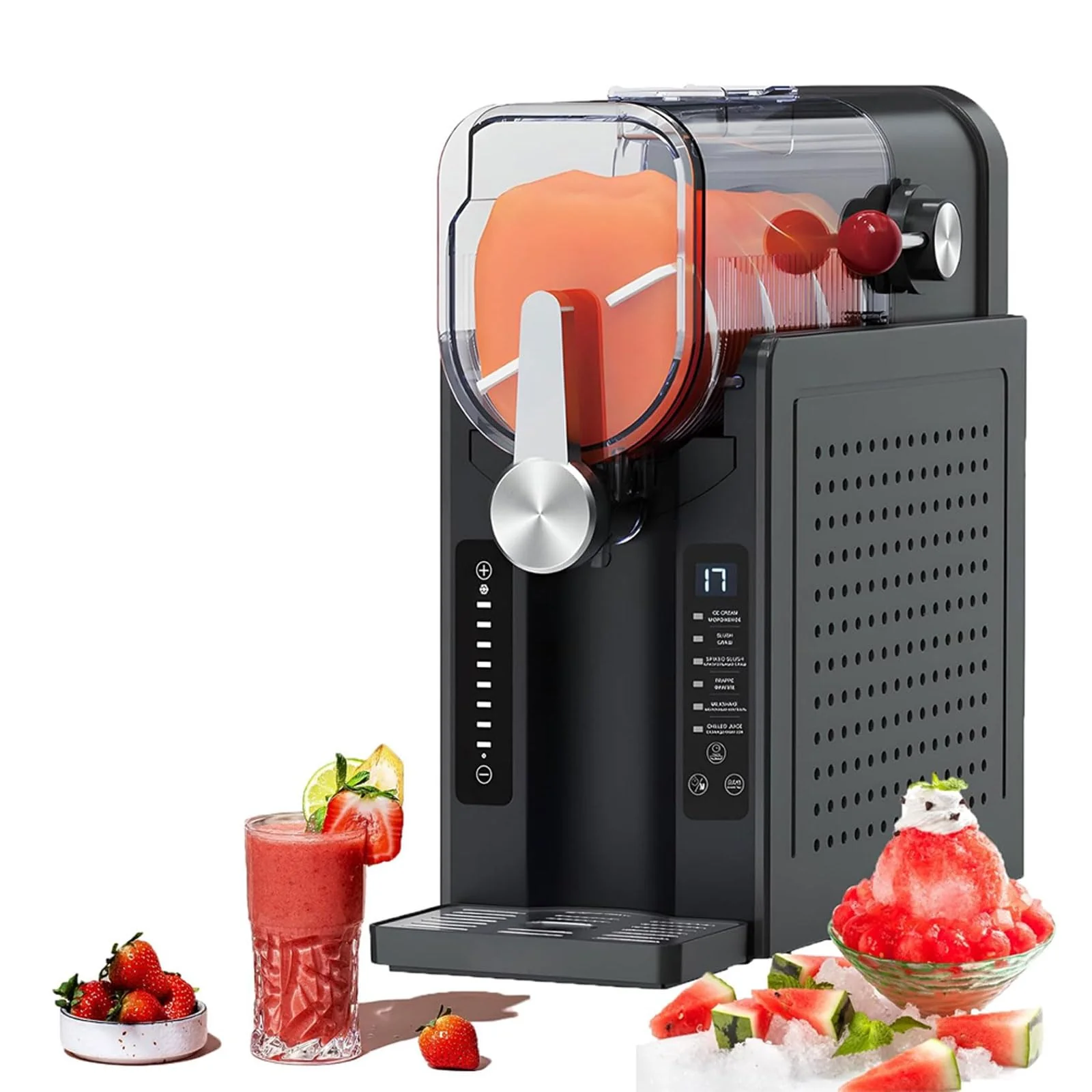 Macchina automatica per bevande Slush 1600ml | Gelatiera soft | Nessun ghiaccio necessario | Display LED | 6 programmi preimpostati | Per casa, ristorante, ufficio