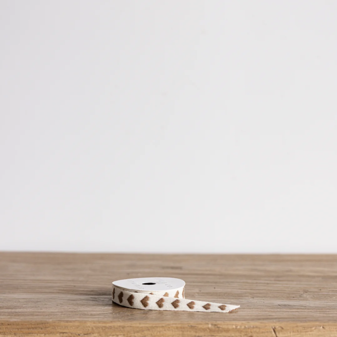 Mocha Brown Hearts Woven Ribbon