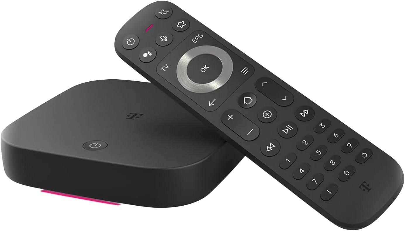 TV-Box MagentaTV One 2. Gen Android TV 4K UHD HDR WLAN LAN HDMI Streaming Box mit Fernbedienung und Netzteil