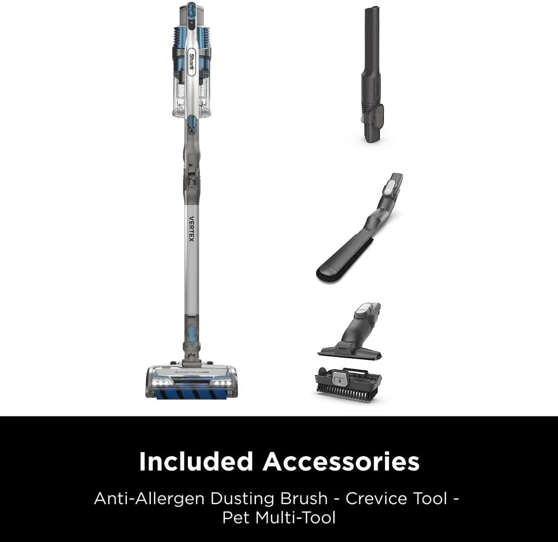 Shark IZ462H Vertex Ultra Lightweight Cordless Stick Vacuum with DuoClean PowerFins, Crevice, Pet Multi-Tool, Anti-Allergen, Brush, Removable Handheld, Flex, 60 min Runtime, Blue, MultiFLEX