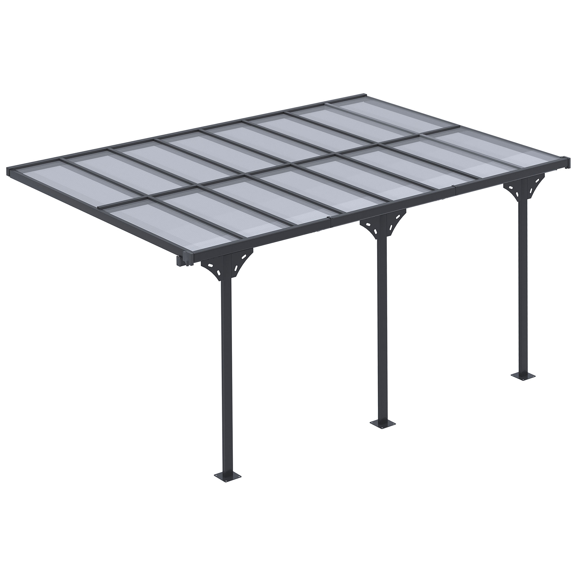 Outsunny terrasoverkapping in hoogte verstelbaar aluminium grijs 4 x 3 m