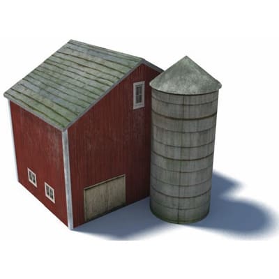 Barn Grain Silo (red)