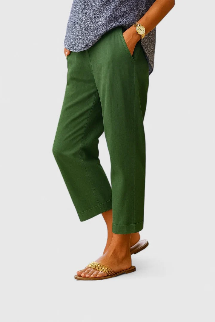 Women��s Relaxed Cropped Trousers Lightweight Breathable Fabric
