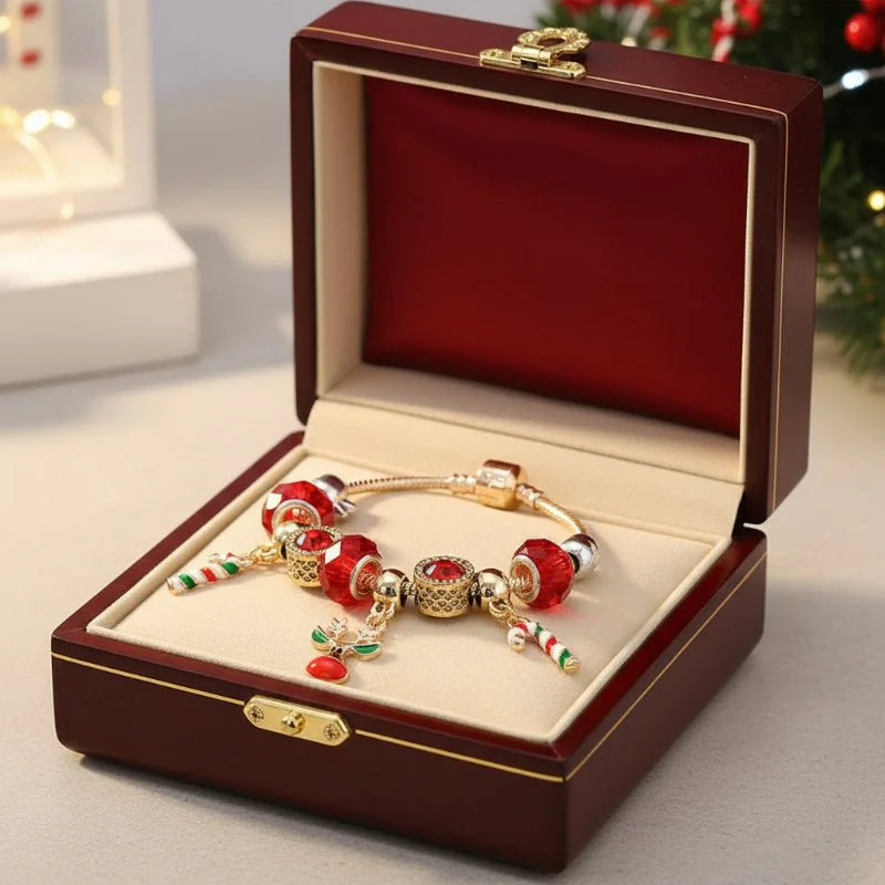 FROSTLET – Feestelijke Suikerriet Charm Armband met Verstelbare Zilveren Ketting