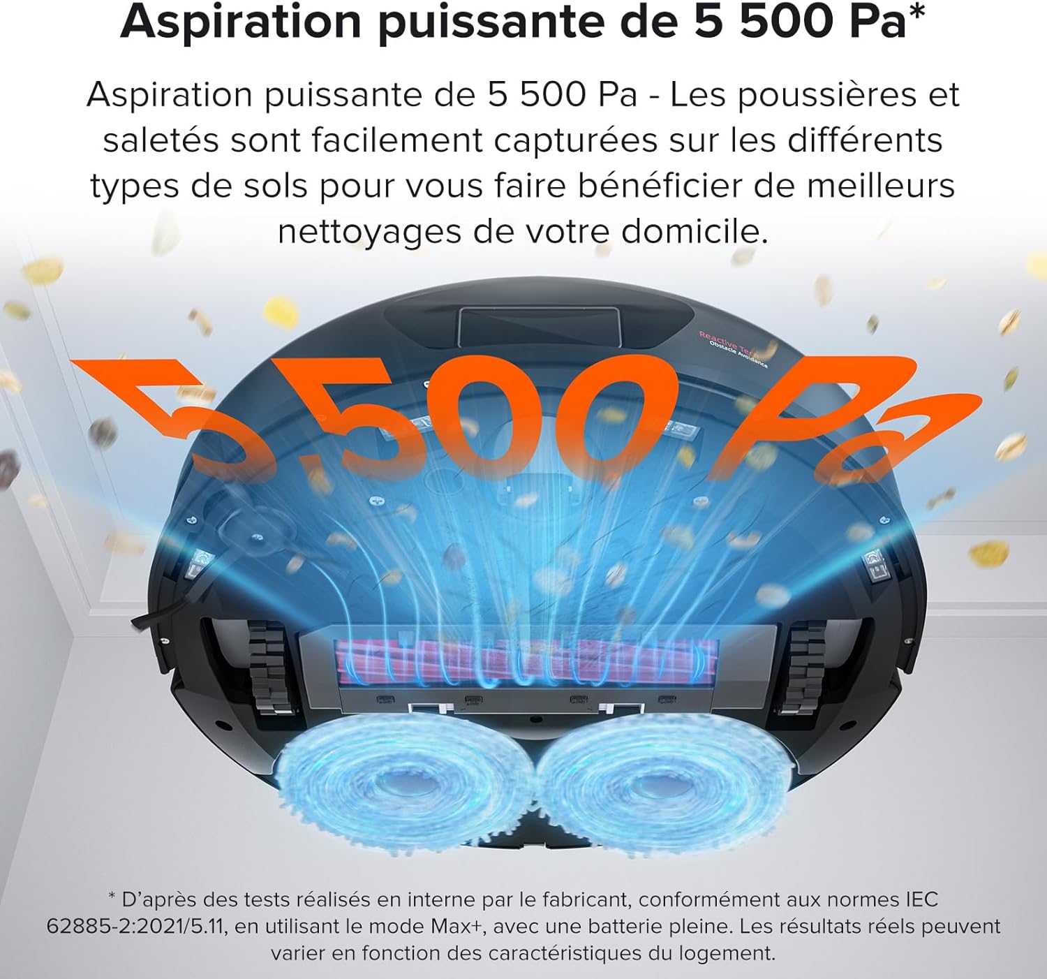 roborock Qrevo Robot Aspirateur Laveur avec Station, Fonctions automatiques Vidage, Lavage, Séchage, Nettoyage de la Station, Remplissage, 5500 Pa, Double serpillière rotative, Cartographie 3D