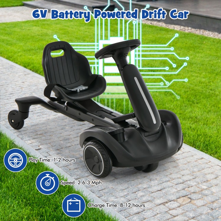 6V Kids Ride on Drift Car with 360° Spin and 2 Adjustable Heights