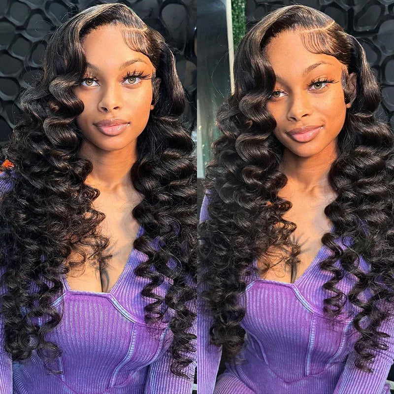 350% Bouncy Wand Curls Glueless Wig Pre Cut 8X5 13X6 Full HD Lace Wigs Pre-Bleached Pre Plucked Fluffy Human Hair Wigs