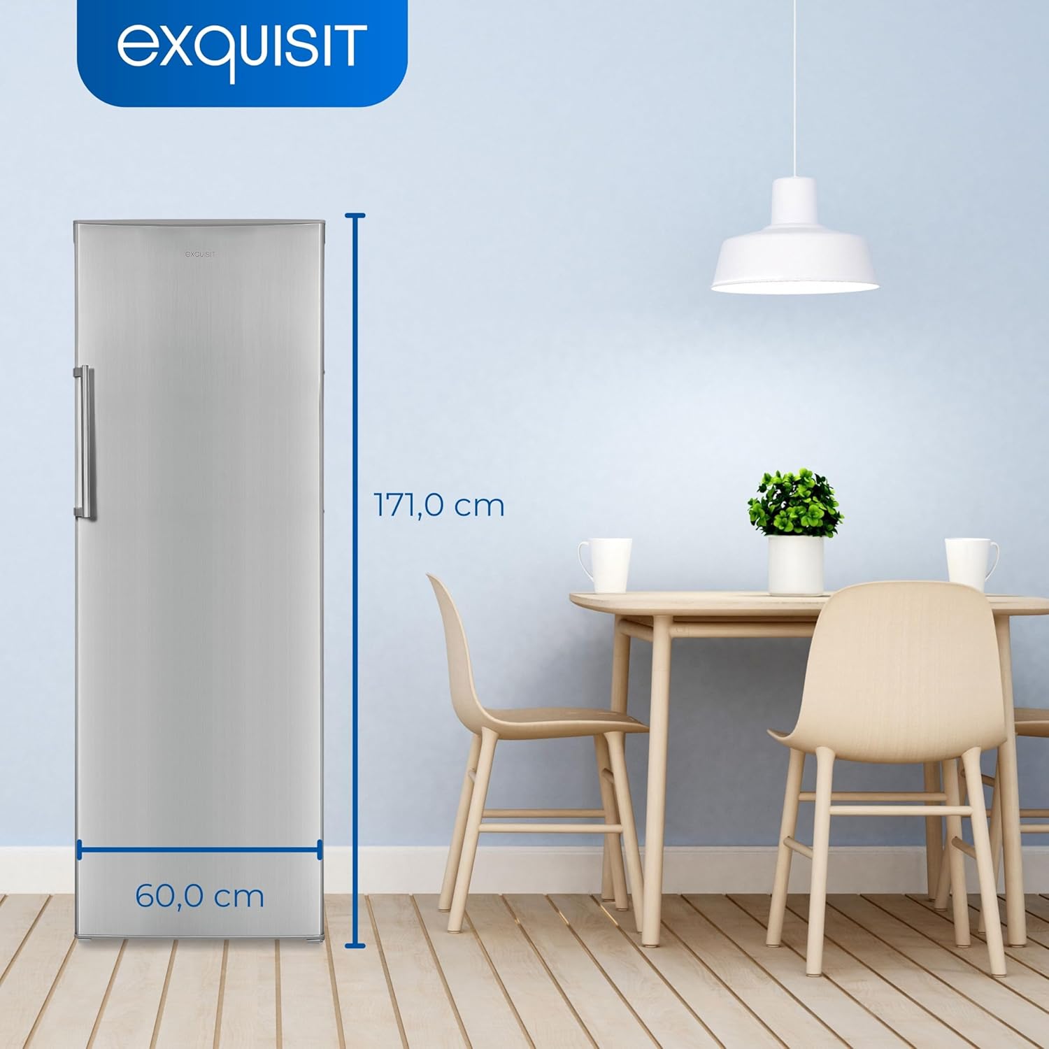 Exquisit Gefrierschrank GS280-HE-040D inoxlook | Tiefkühlschrank Gross 242 Liter | 4* Schnellgefrieren | Gefrierschrank Gross | Türanschlag wechselbar