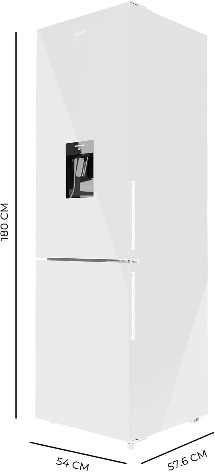 Cecotec Frigorifero Combinato Bolero CoolMarket Combinato 250WD White Glass D. 180cmx55cmx250L, Inverter Plus, Total No Frost, Acqua, ClasseD, Multi Air Flow, Fast Cooling, Humidity Box, allarmi porta