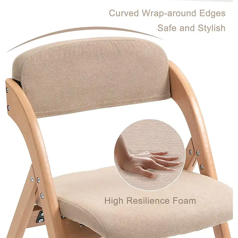 Wooden Stackable Dining Folding Chairs with Padded Seats(Set of 4)