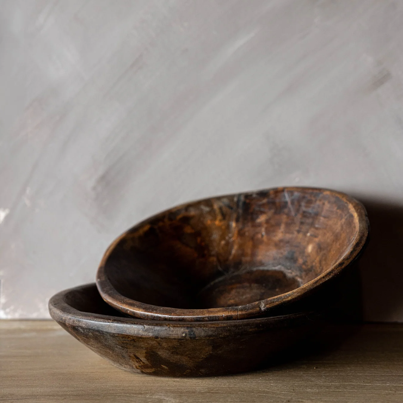 Vintage Round Wooden Bowl
