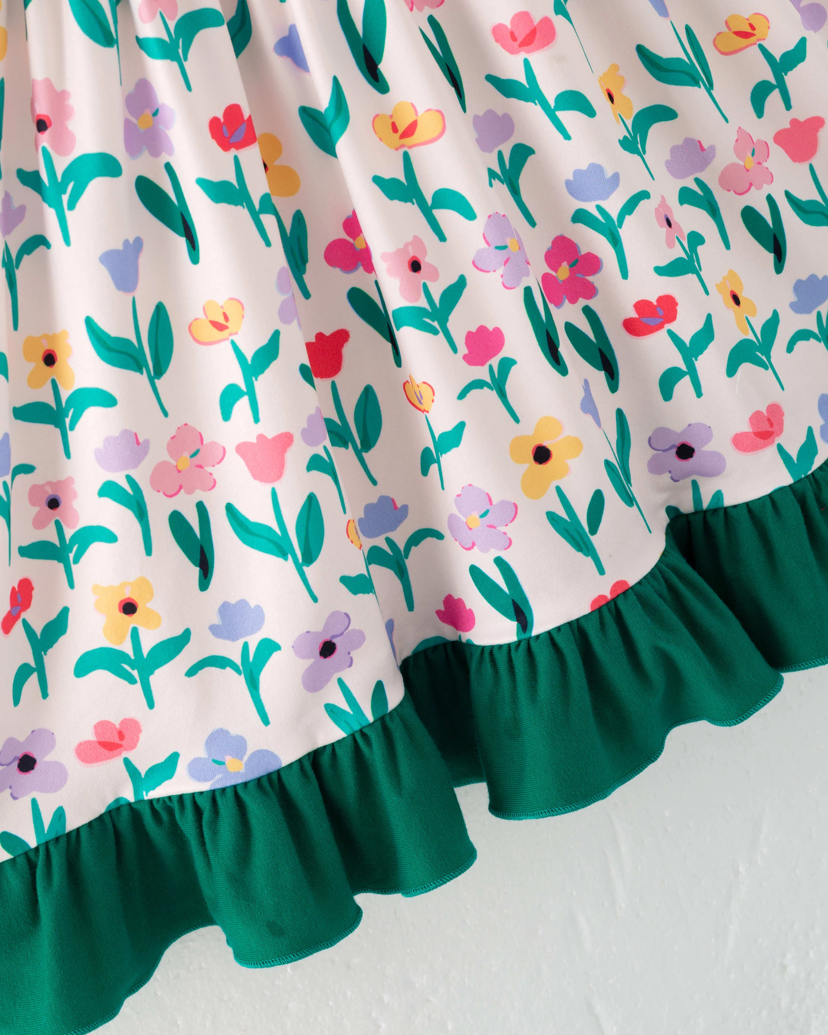 Colorful Flower Retro Girl Ruffle Dress