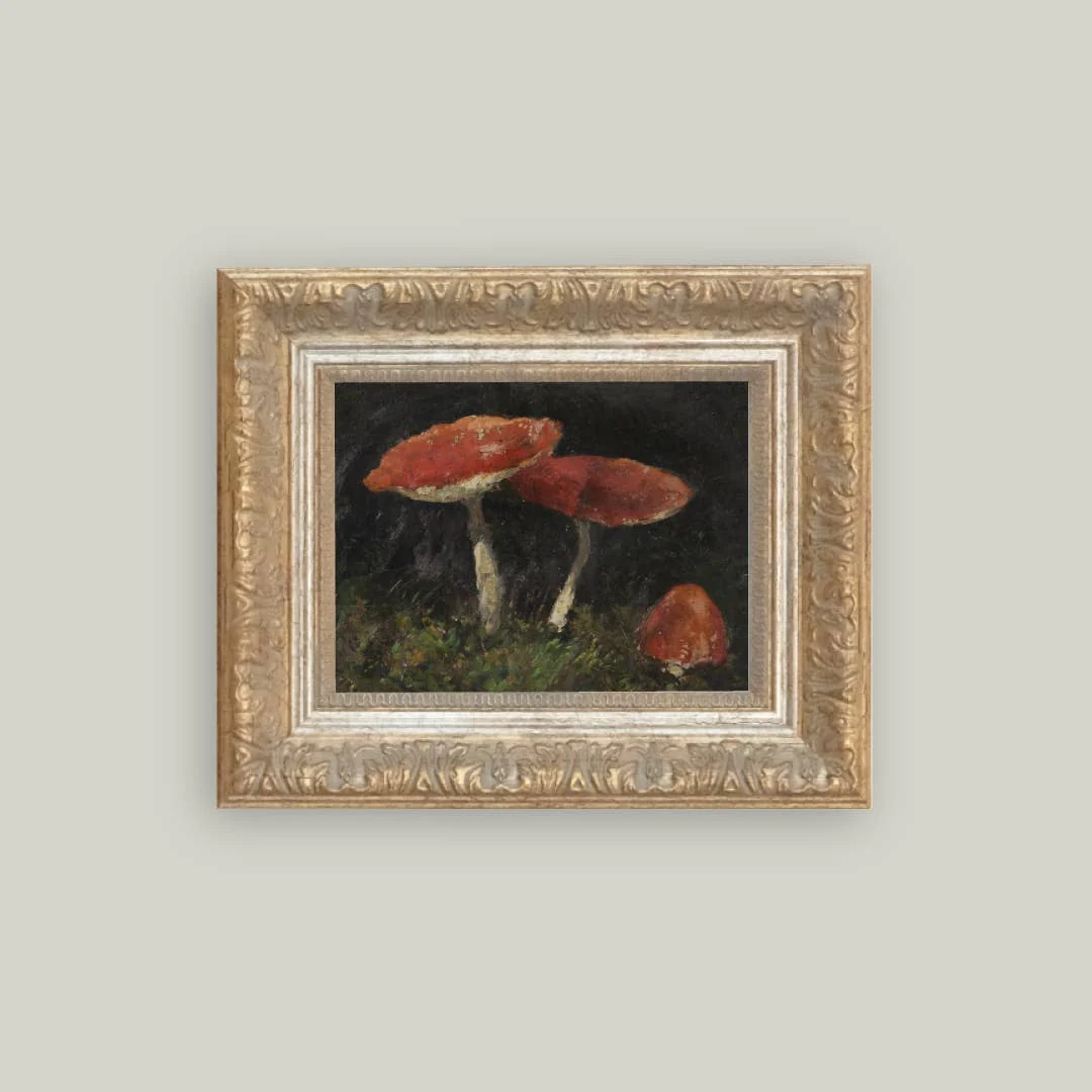 Vintage Mushrooms Framed Antique Inspired Art