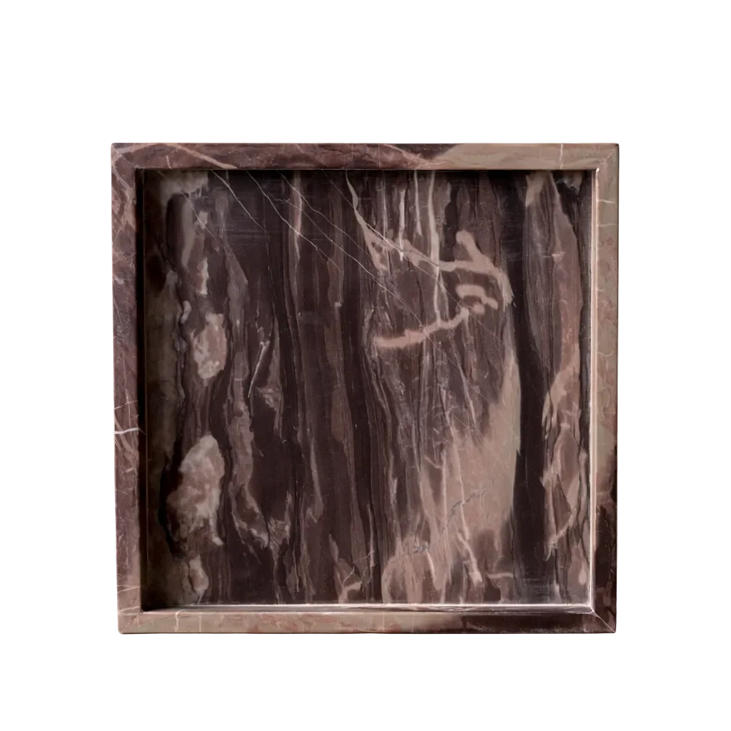 Maroon Marble Square Marble Tray