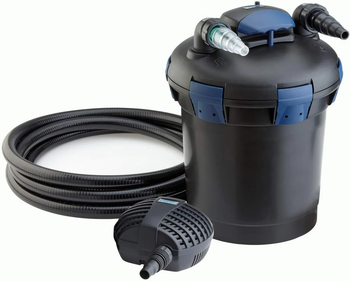 OASE 50499 Druckfilter BioPress Set 4000, Teichfilter Filterset zur effektiven und raschen Algenbekäpfung, Komplettset inkl Filterpumpe und UVC Klärer