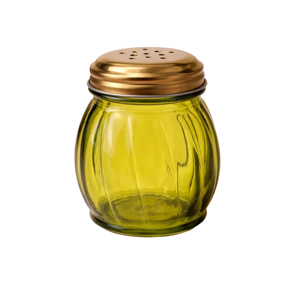 Olive Glass Cheese & Spice Shaker