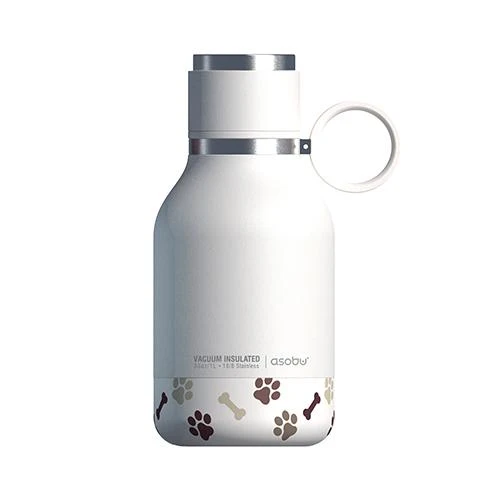 Dog Bowl With Water Bottle, Insulated White
