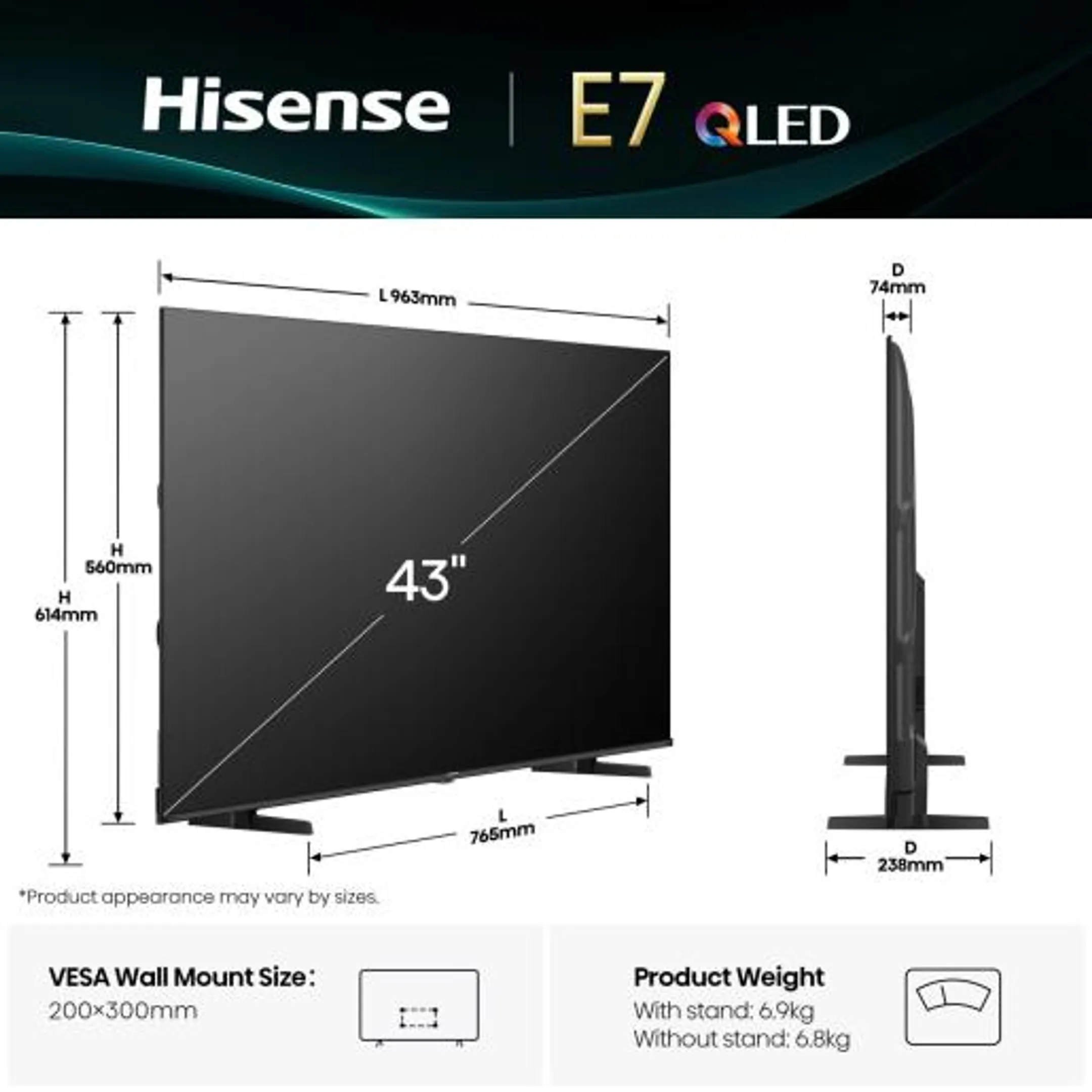 Hisense QLED 4K TV 43E79Q (2025) - 43 inch