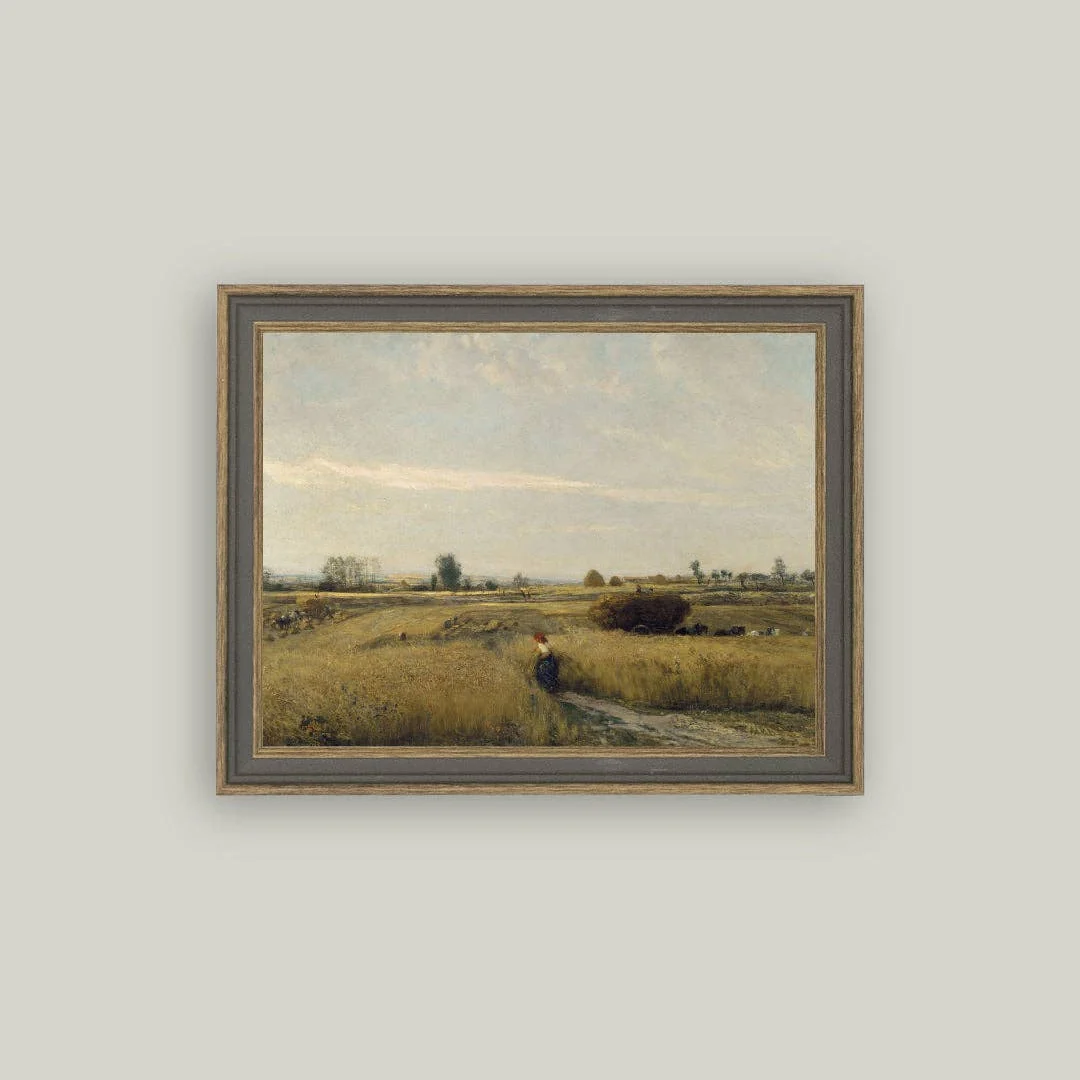 Harvest Landscape Framed Antique Inspired Art
