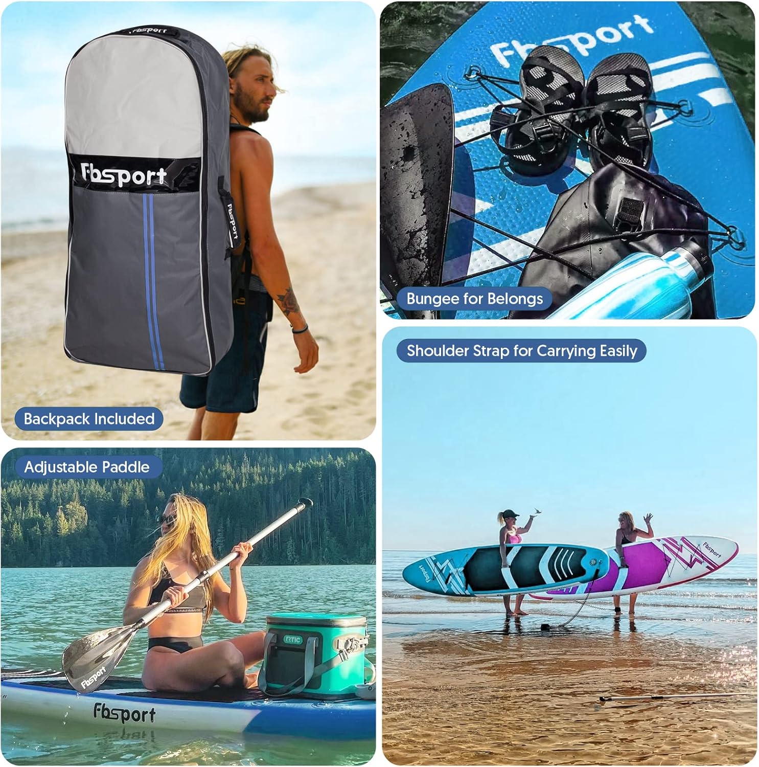 Premium-Stand-Up-Paddle-Board, Yoga-Board mit strapazierfähigem SUP-Zubehör und Tragetasche | Breiter Stand, Surf-Kontrolle, rutschfestes Deck, Leine, Paddel und Pumpe für Jugendliche und Erwachsene