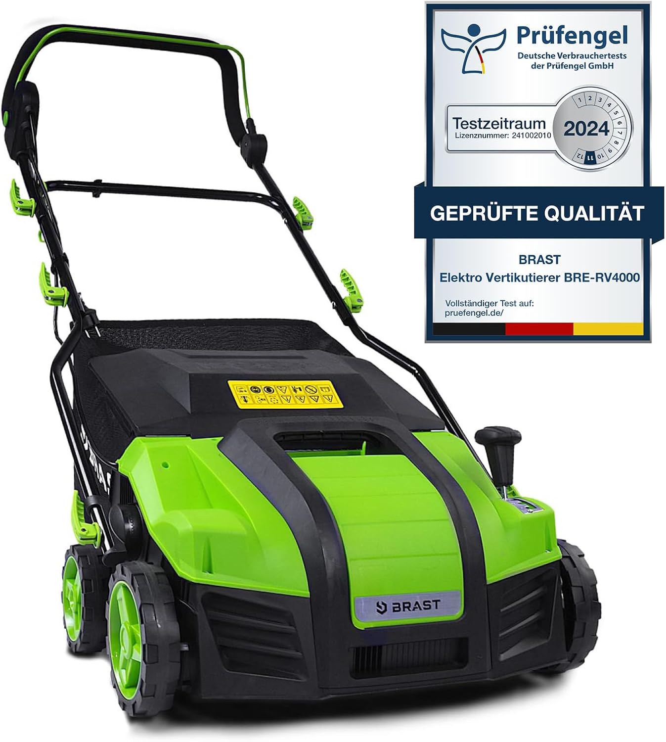 BRAST scarificateur électrique - 1800W largeur de travail 40cm, 2en1 rouleau scarificateur et aérateur, bac 55l - 3 MODÈLES diff. puissances - confortable à manier - scarificateur gazon électrique