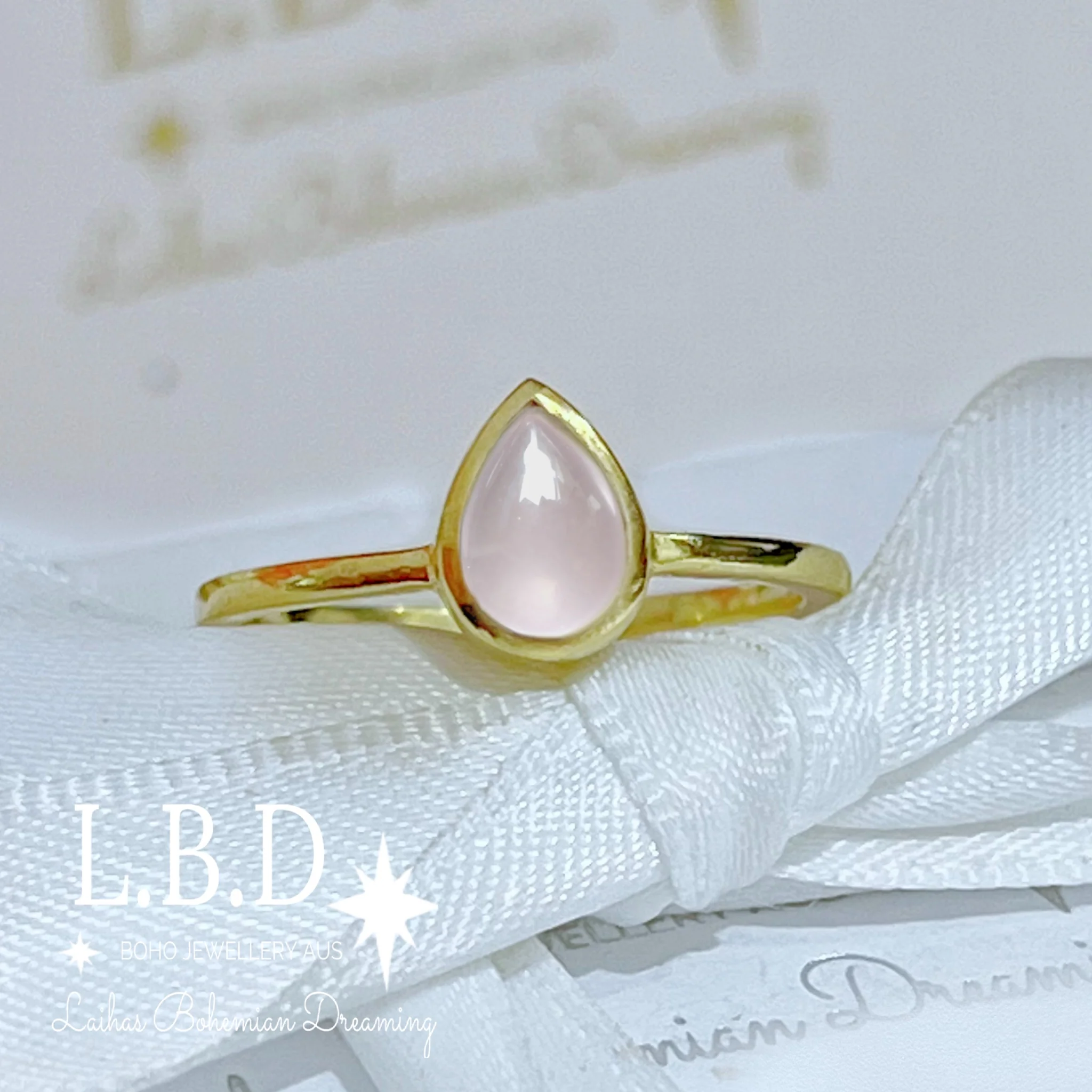 Laihas Mini Tearing Spirit Gold Rose Quartz Ring