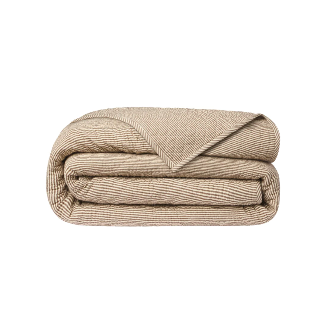Pinstriped Brown Striped Quilt King