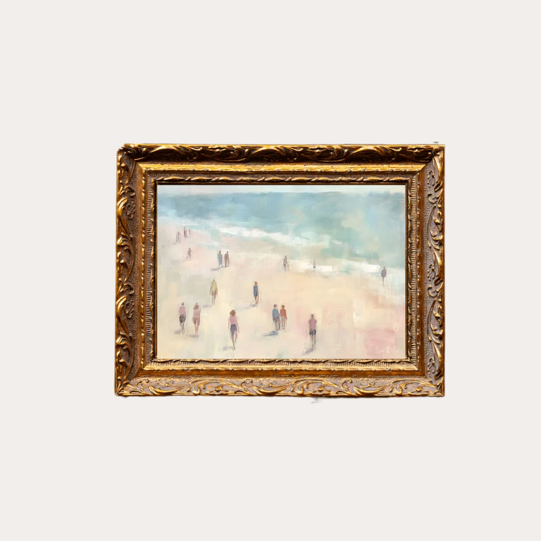 Antique Beach Walk | French Brass Inspired Gold Mould Framed Art