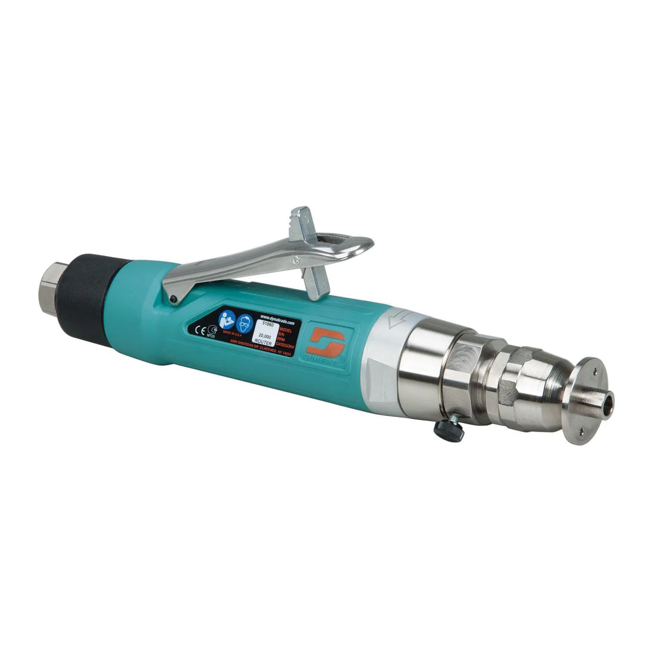 Dynabrade 51860  ~  1.0 Hp Trim Router (Complete) 20000 Rpm 1/4 Inch Collet Governor-Controlled Rear Exhaust